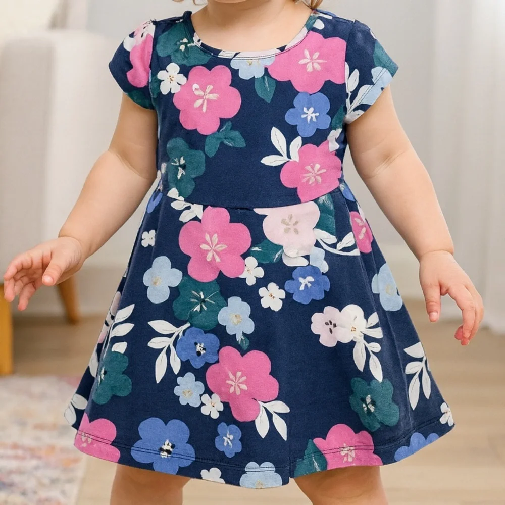 Gymboree Kids Toddler Girls Floral Sparkle Dress With Pockets